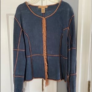 SUEDE FRINGE CROPPED JACKET